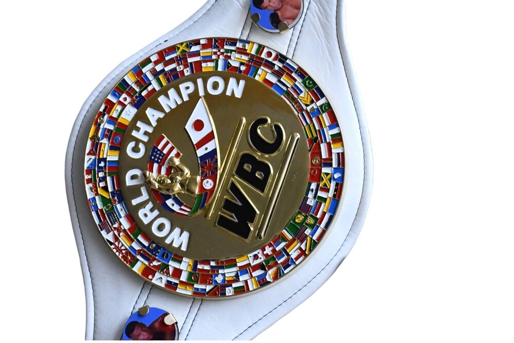 8790 WBC Championship Boxing Belt 3D Replica Adult Titles White